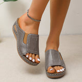 Flora- Sandales à talon compensée en cuir pour femmes