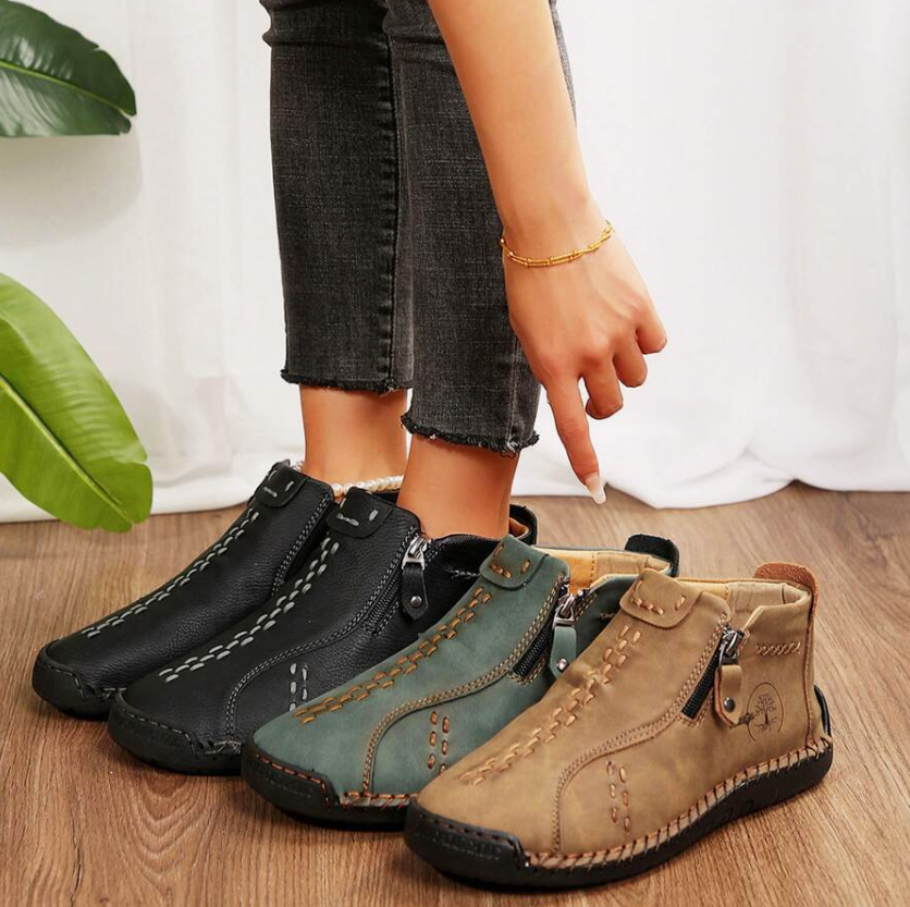 Muriel- Bottines en cuir confortables et antidérapantes pour femmes