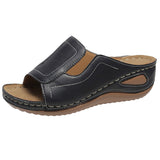 Flora- Sandales à talon compensée en cuir pour femmes