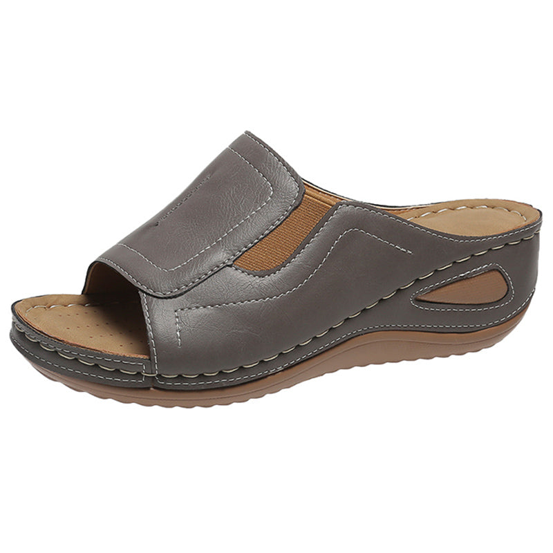 Flora- Sandales à talon compensée en cuir pour femmes