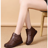 Bottines cuir en fourrure chaudes pour femmes couleur Marron