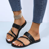 Leslie- Sandales à Talons Plats en Cuir pour Femmes